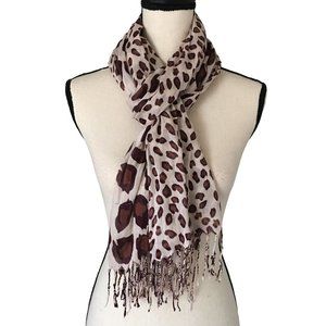 Leopard Print Fringe Scarf